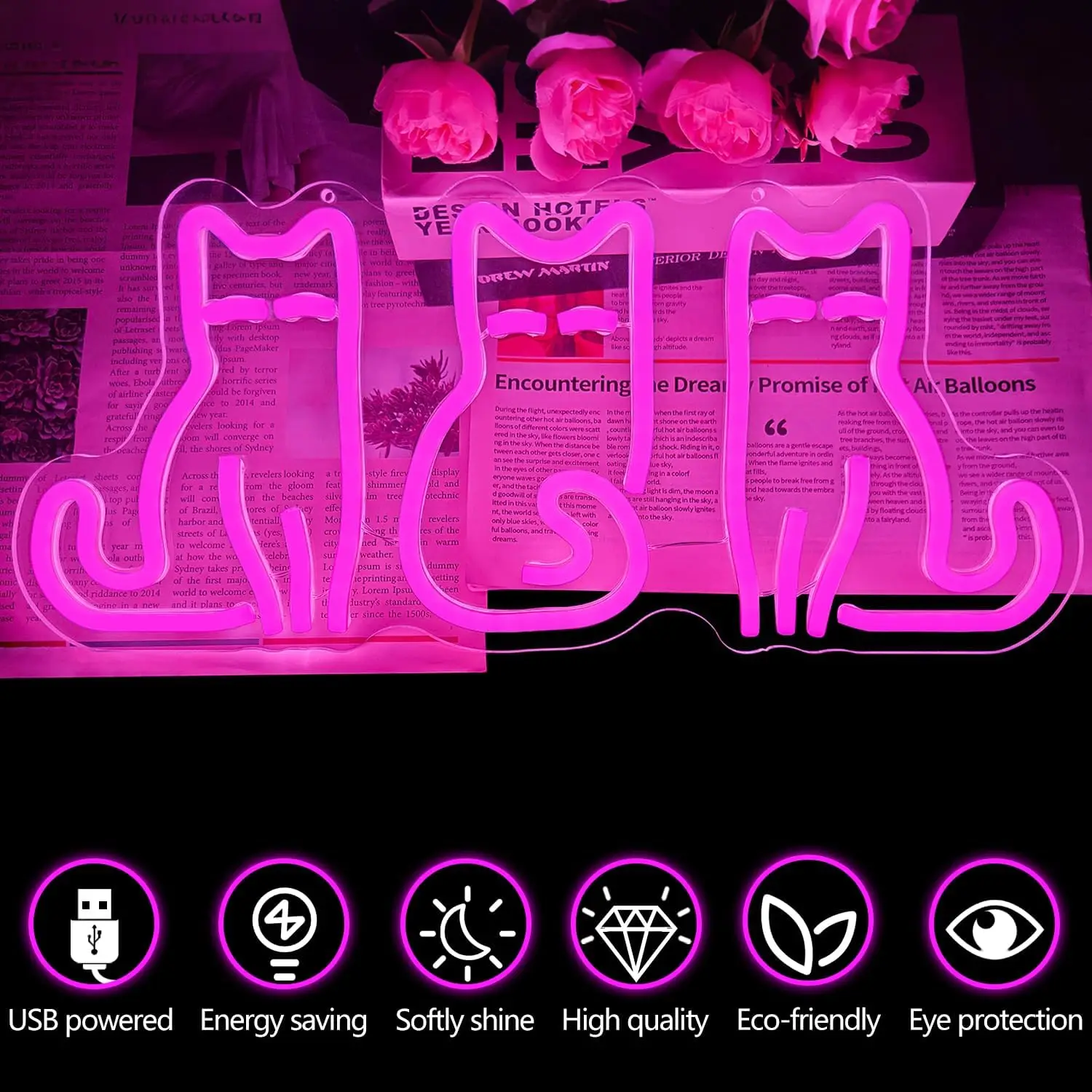 Cats Neon Sign USB LED Neon Li - Home Decor Theme ulasan dan harga