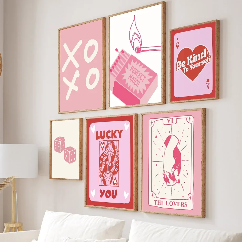 Pink Lucky Poker Queen Heart D - Home Decor Y2K ulasan dan harga