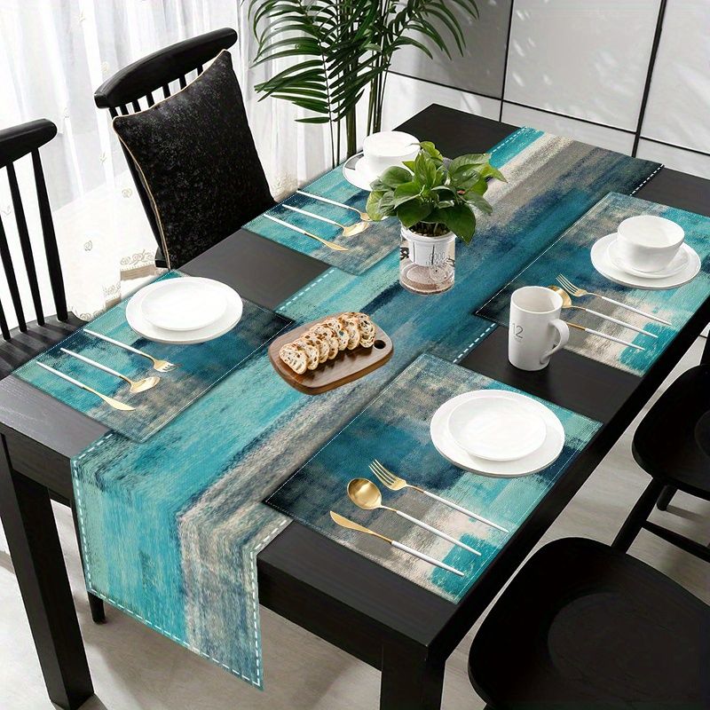 VIKAMA Morandi Abstract Ink Ta - Linen Table Runner ulasan dan harga