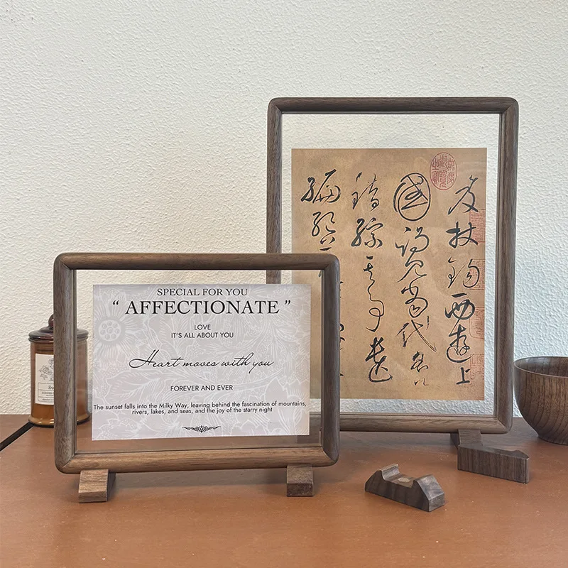 Premium Solid Black Walnut Dou - Bamboo Photo Frame ulasan dan harga