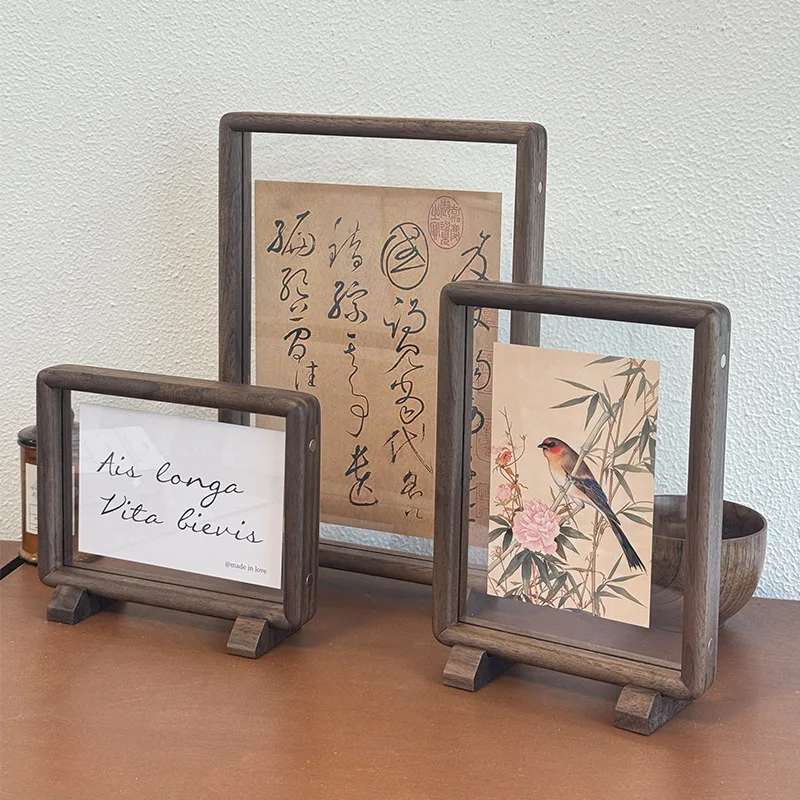 Premium Solid Black Walnut Dou - Bamboo Photo Frame ulasan dan harga